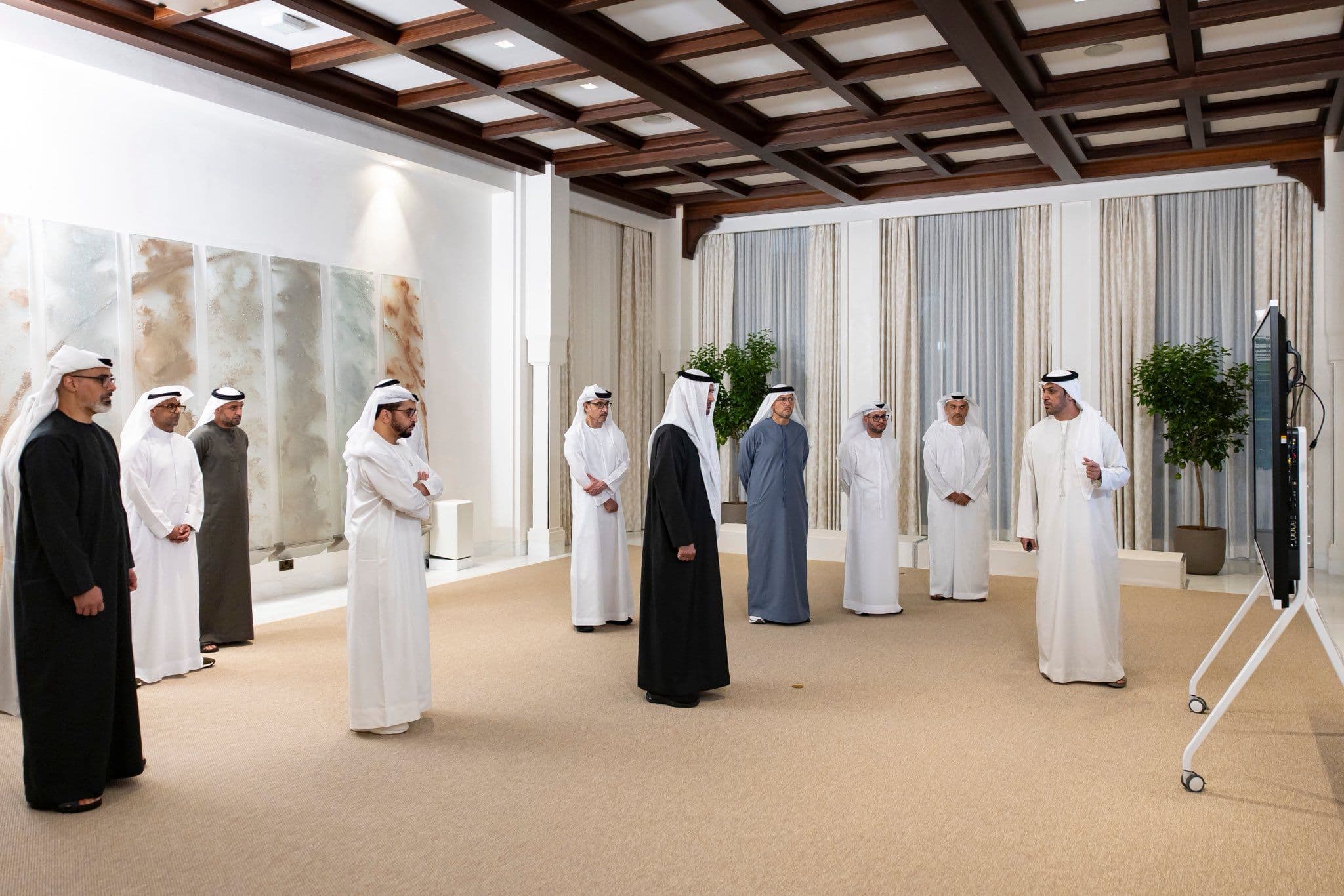 President Sheikh Mohamed is briefed on Abu Dhabi's new housing strategy, which aims to deliver 40,000 homes and plots for Emiratis by 2029.
