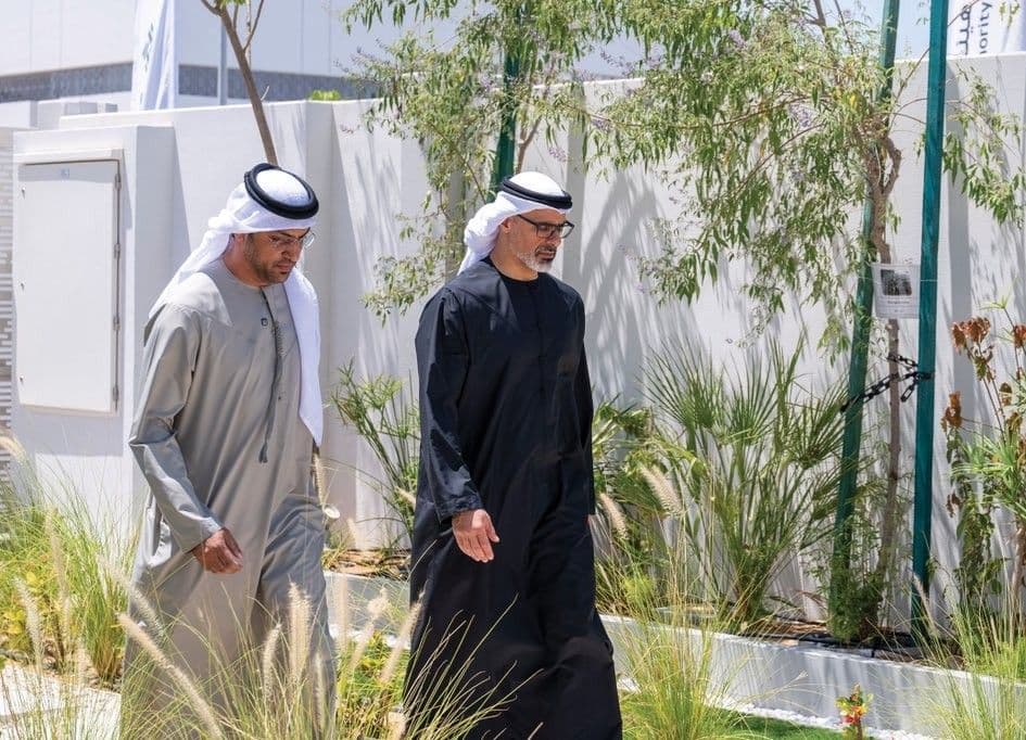 H.H. Sheikh Khaled bin Mohamed bin Zayed Al Nahyan during the inauguration of the Al Samha Housing Project in Abu Dhabi.