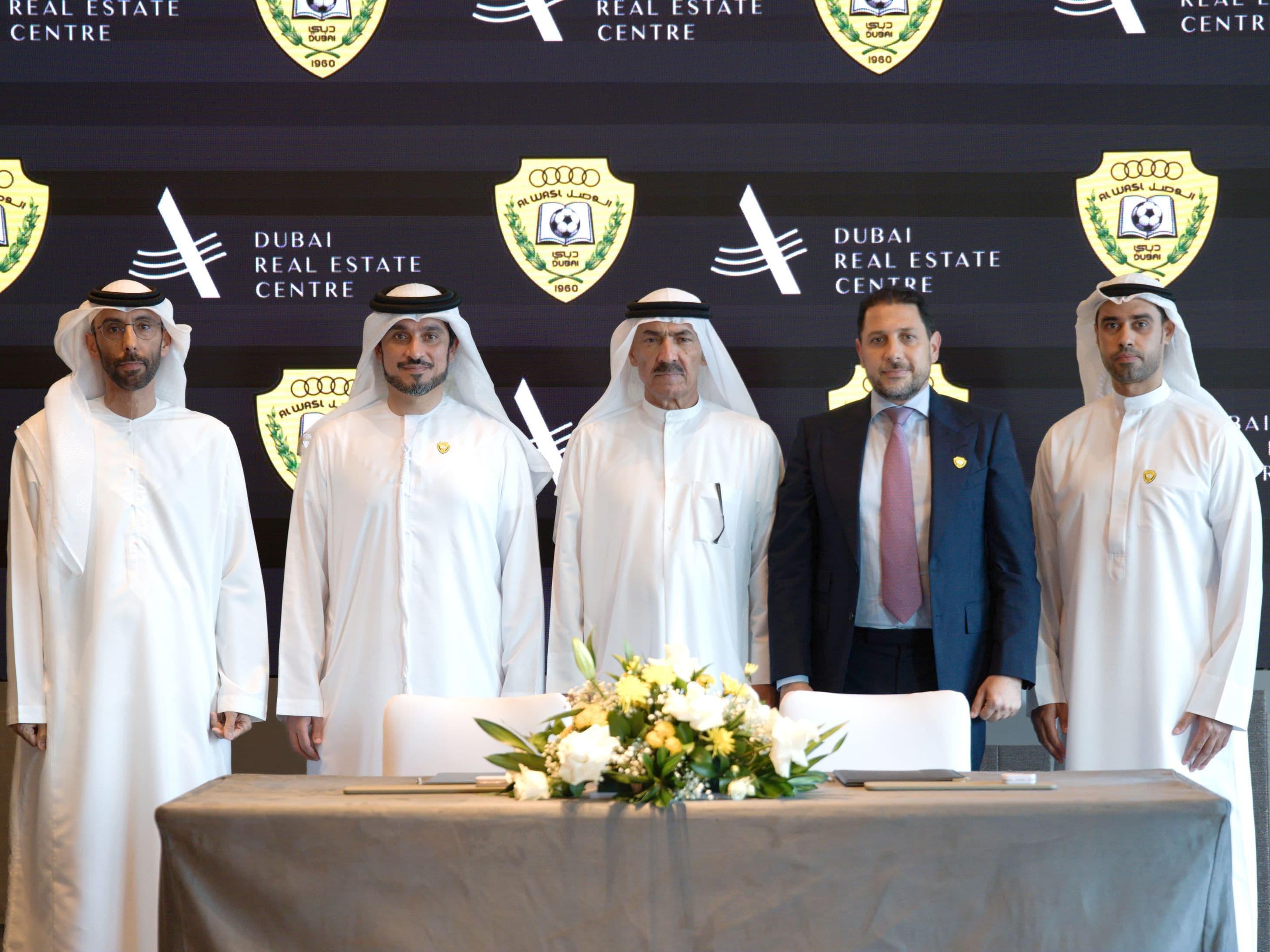 Officials and partners at Al Wasl Club's sponsorship signing ceremony for the 2026-27 sports season in Dubai.