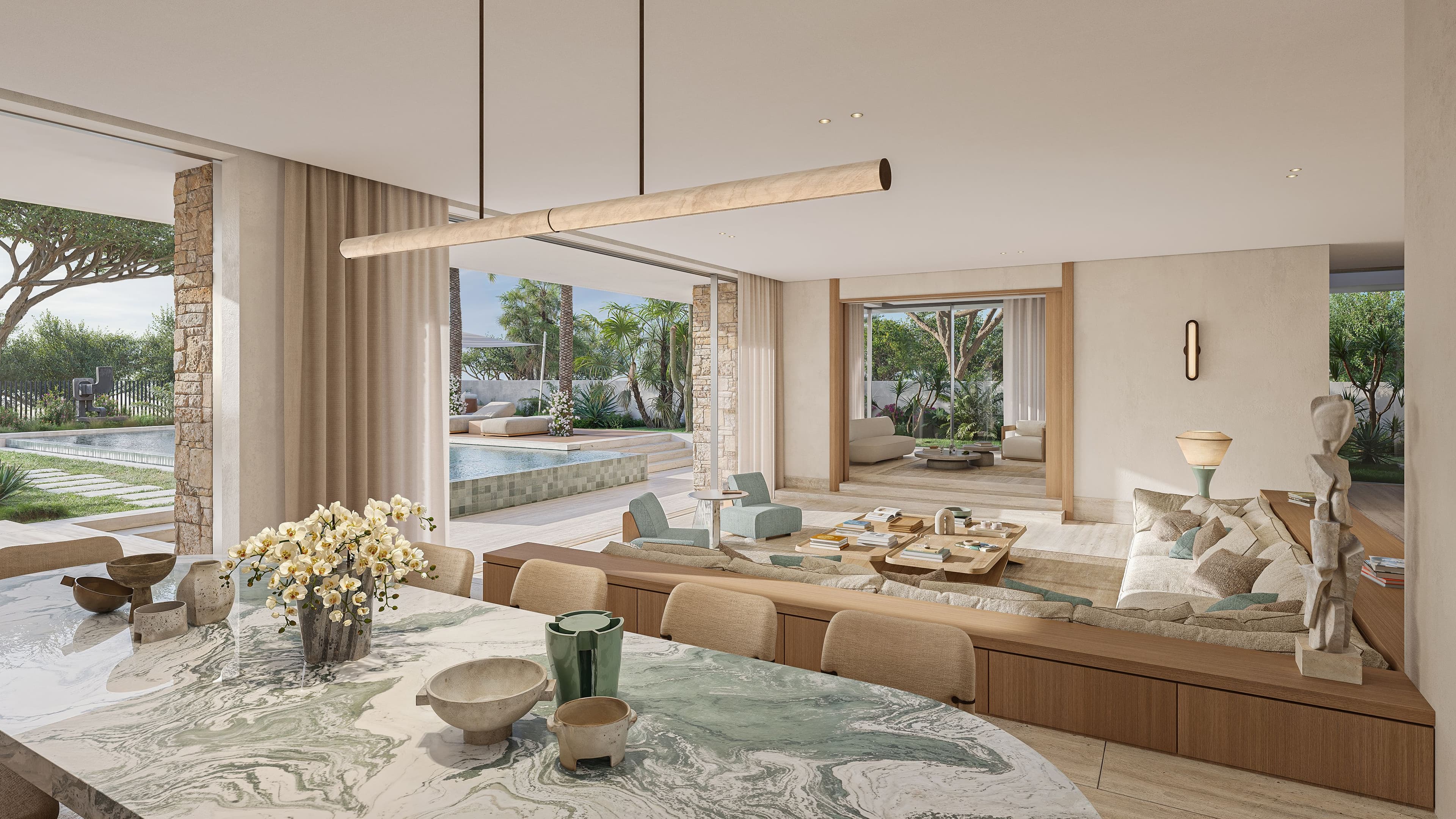 Aurora Villas showcase contemporary hillside architecture with expansive layouts, private gardens and seamless indoor–outdoor living.