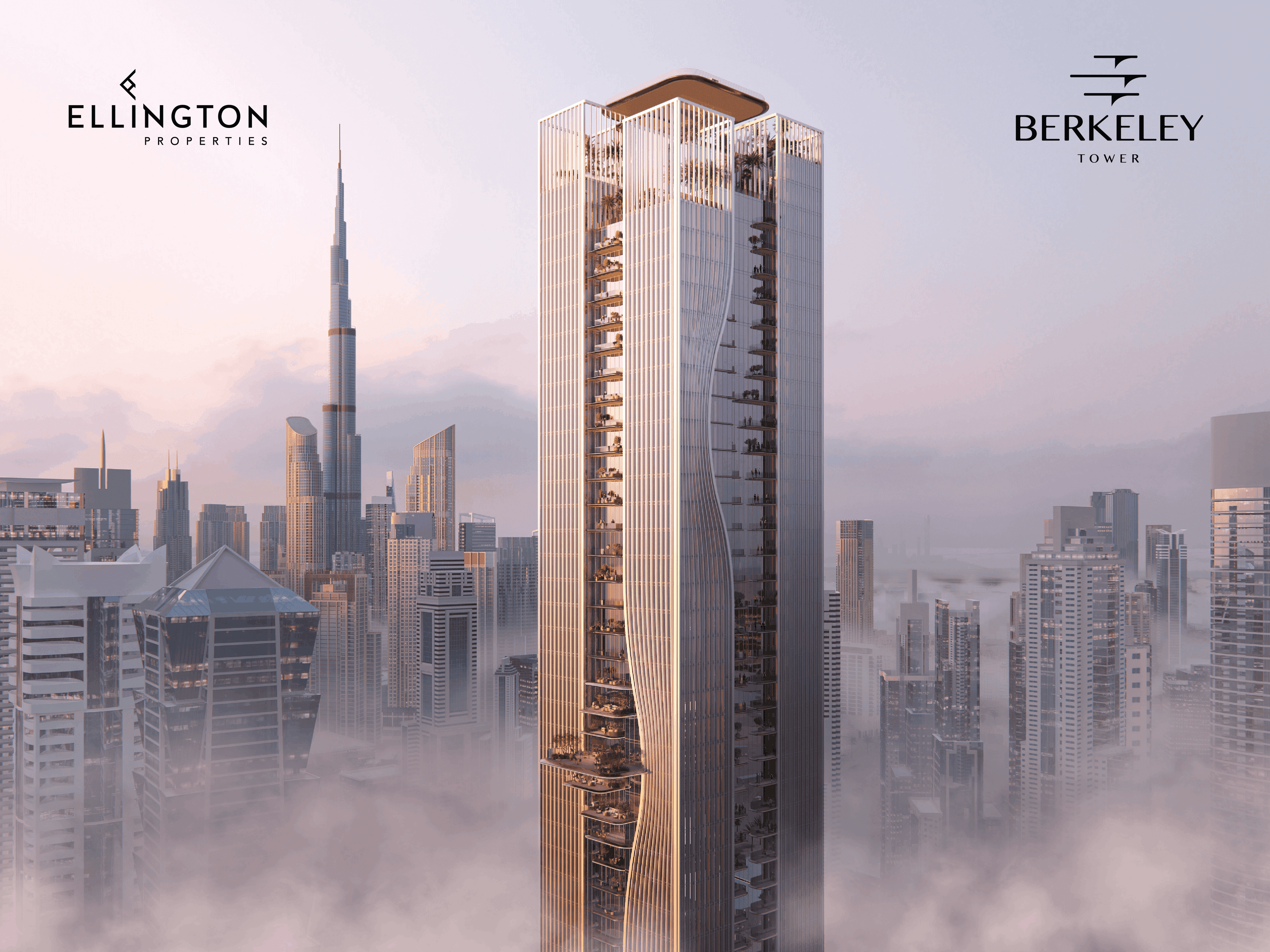 Rendering of Berkeley Tower, Ellington Properties and Al Hamra Group’s planned commercial development in Dubai’s Business Bay.