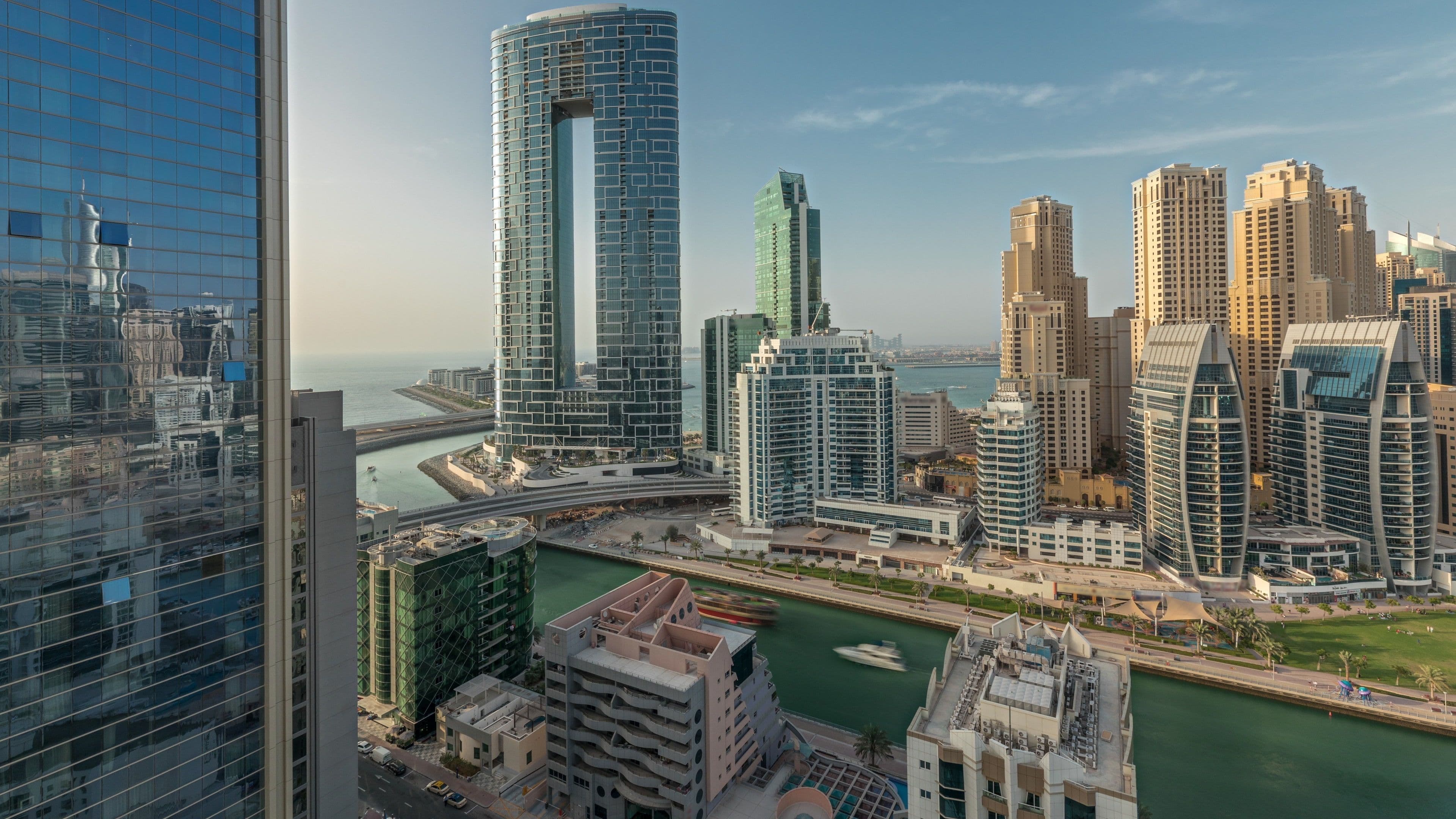 Dubai Marina skyscrapers and JBR district