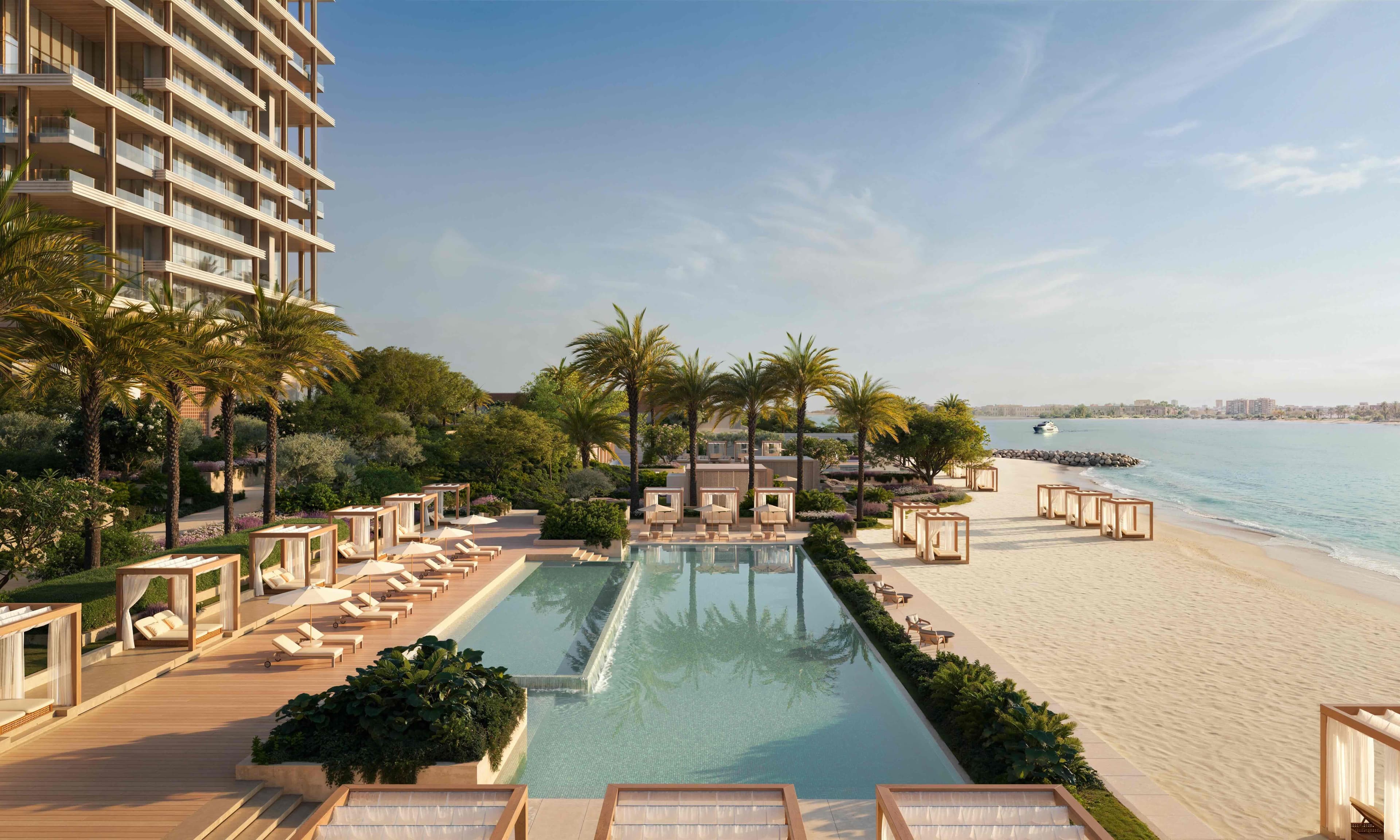 Janu Al Marjan Island's planned hotel pool will form part of a wider leisure offering that includes a private beach, wellness facilities, restaurants and access to a superyacht marina.
