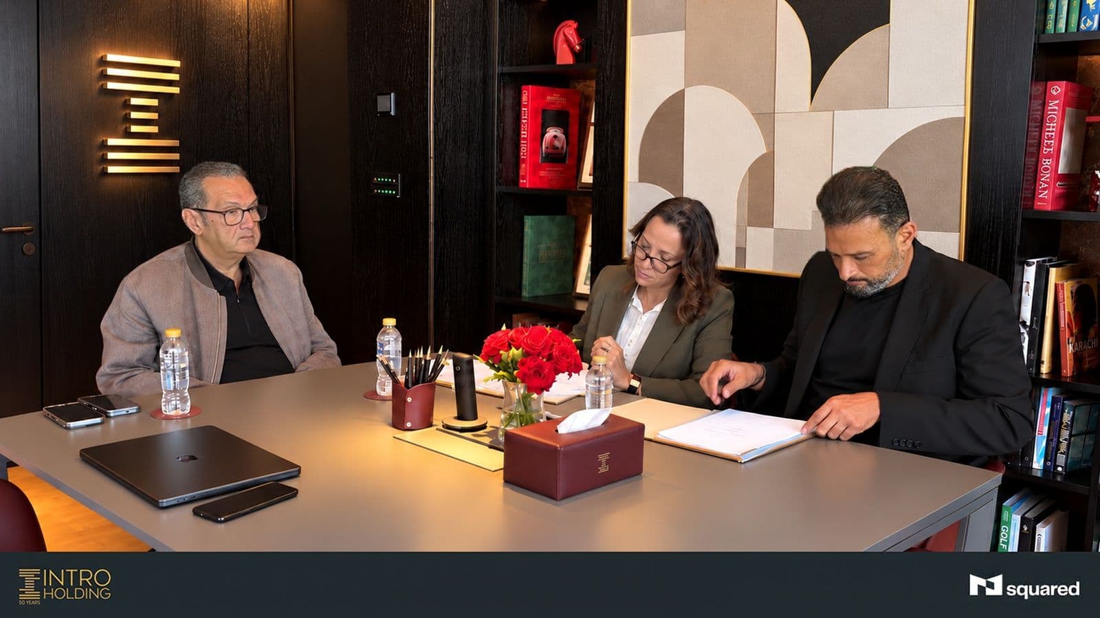 Mona El Helw during the signing of the partnership and management agreement with Intro Holding for M squared.