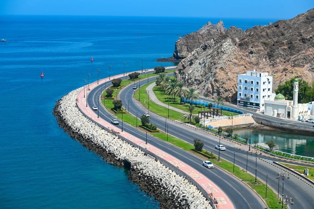 Panoramic view of Muscat harbour in Muttrah