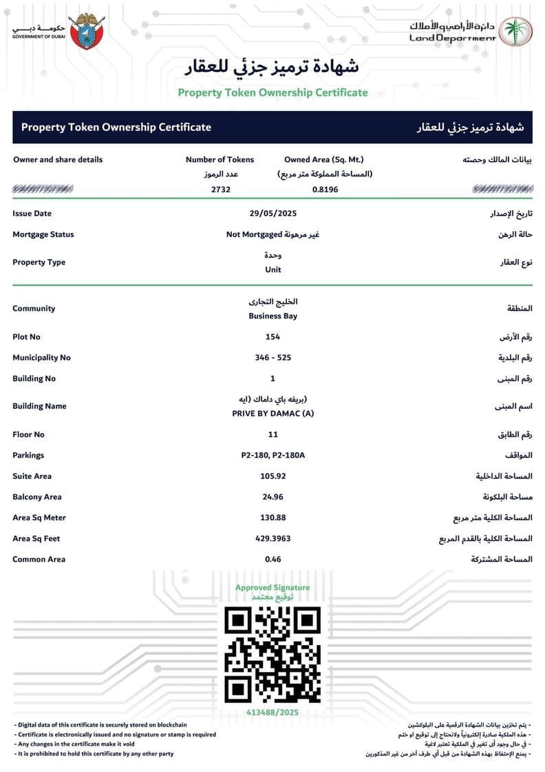 The region’s first-ever Property Token Ownership Certificate.