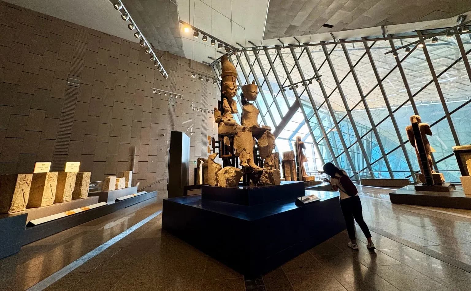 Exhibition hall at the Grand Egyptian Museum. 