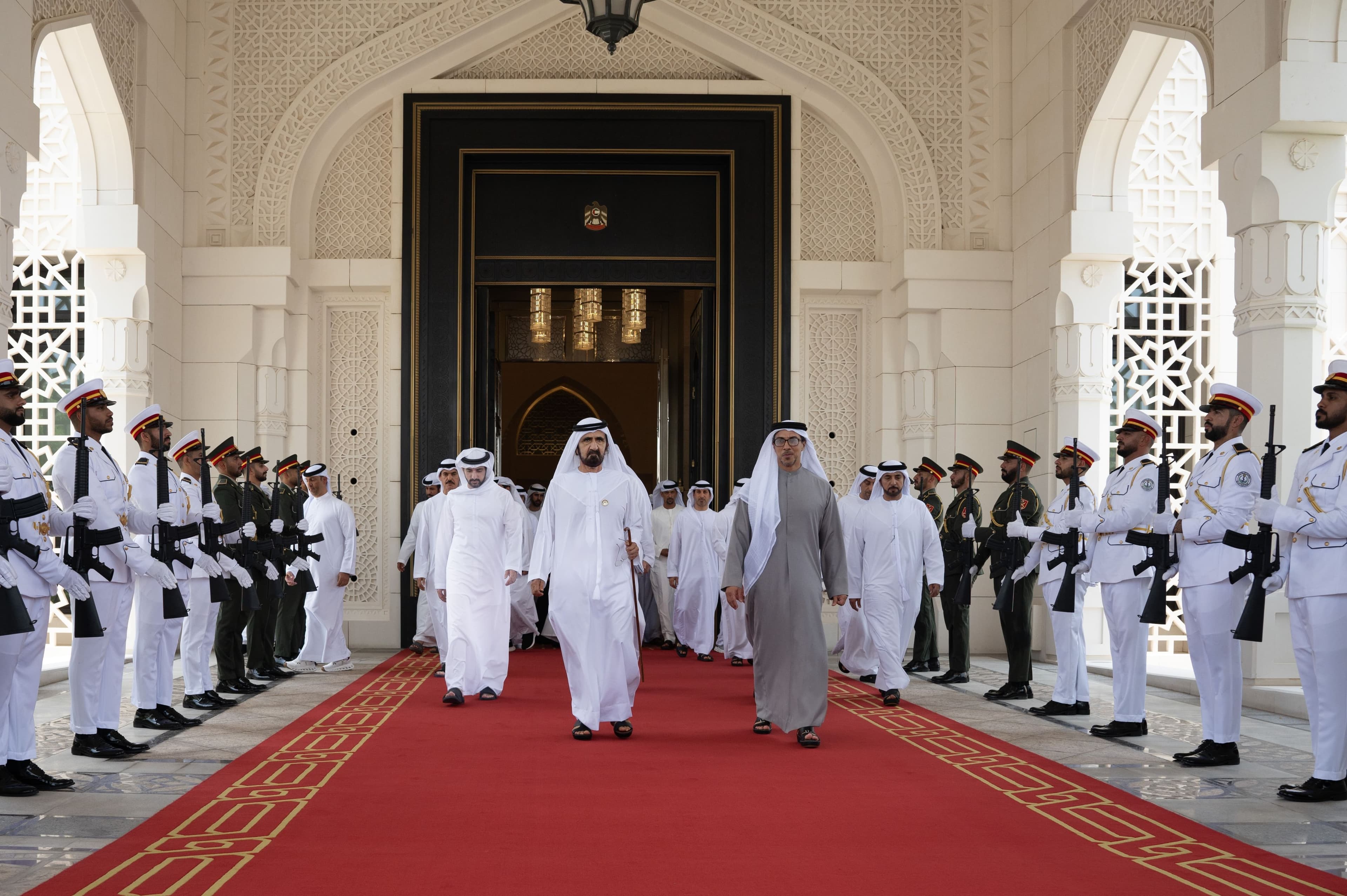 The meeting was attended by His Highness Sheikh Mansour bin Zayed Al Nahyan, Vice President, Deputy Prime Minister, and Chairman of the Presidential Court; His Highness Sheikh Hamdan bin Mohammed bin Rashid Al Maktoum, Crown Prince of Dubai, Deputy Prime Minister, and Minister of Defence; His Highness Sheikh Maktoum bin Mohammed bin Rashid Al Maktoum, First Deputy Ruler of Dubai, Deputy Prime Minister, and Minister of Finance; and His Highness Lieutenant General Sheikh Saif bin Zayed Al Nahyan, Deputy Prime Minister and Minister of the Interior.