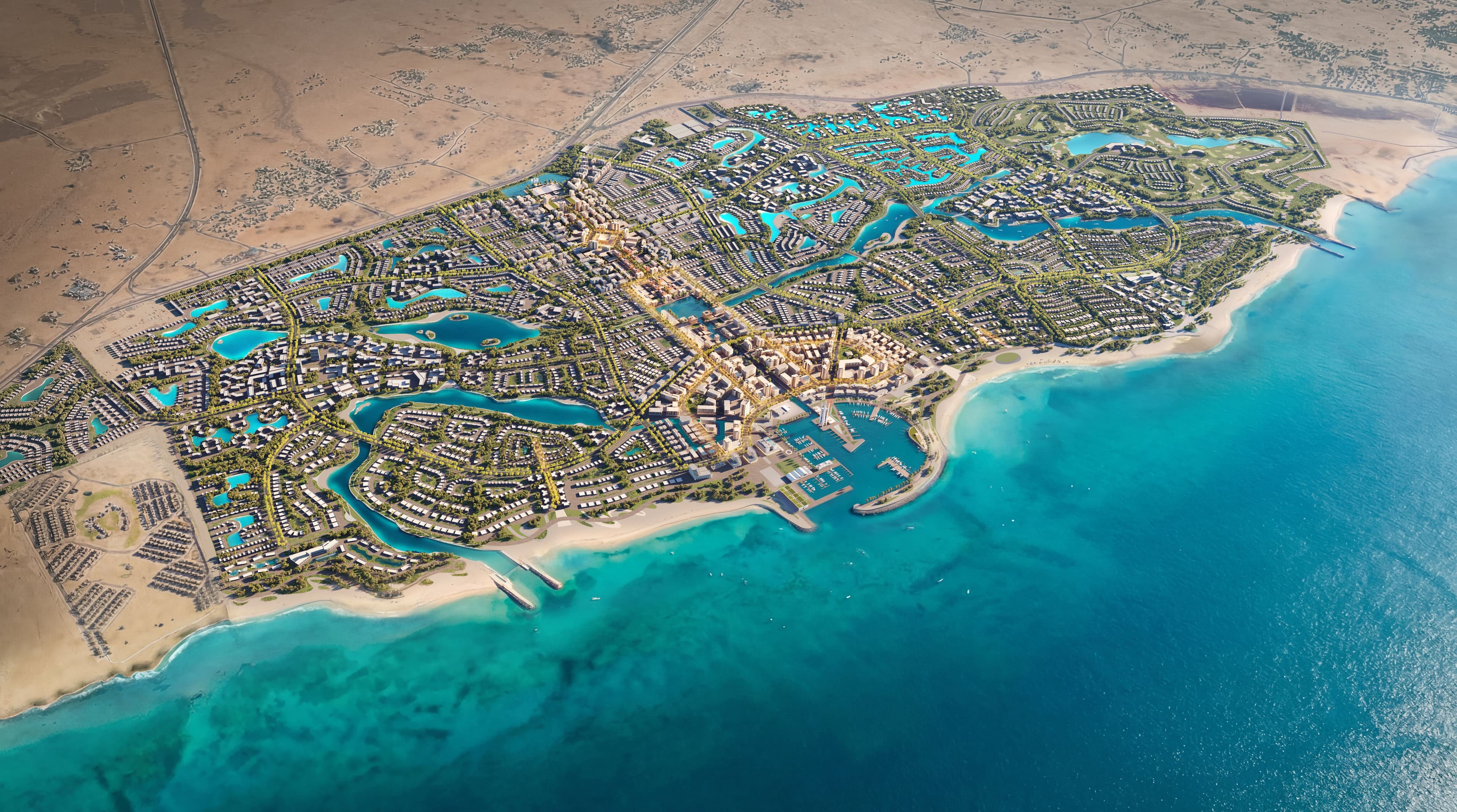 Alam Al Roum's proposed urban centre stretches towards the Mediterranean, with a grand boulevard connecting waterfront destinations, landscaped public spaces and residential districts.