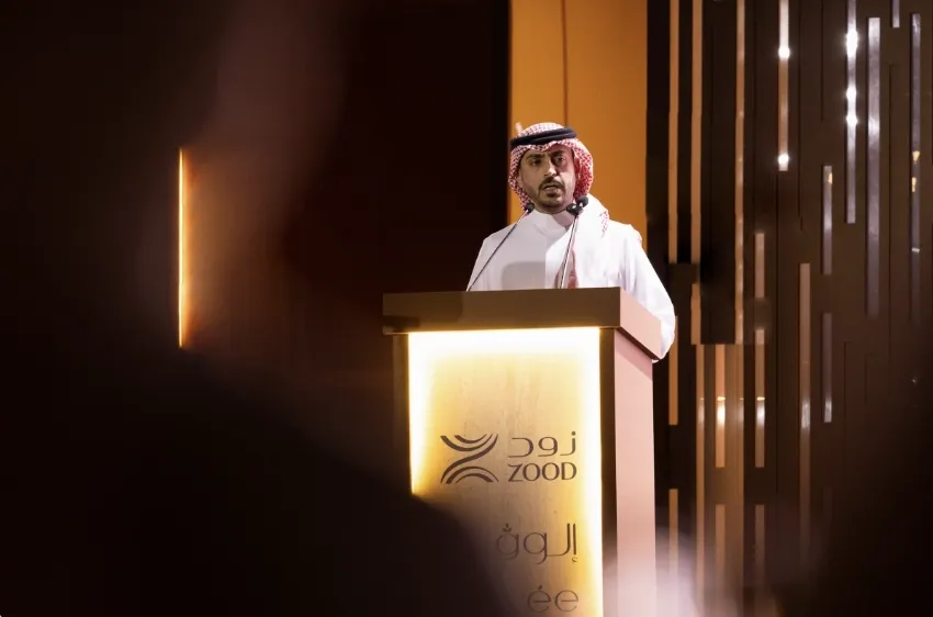 Yaser Al-Qazlan, CEO of ZOOD Real Estate, speaking at the launch of Élevée in Riyadh.