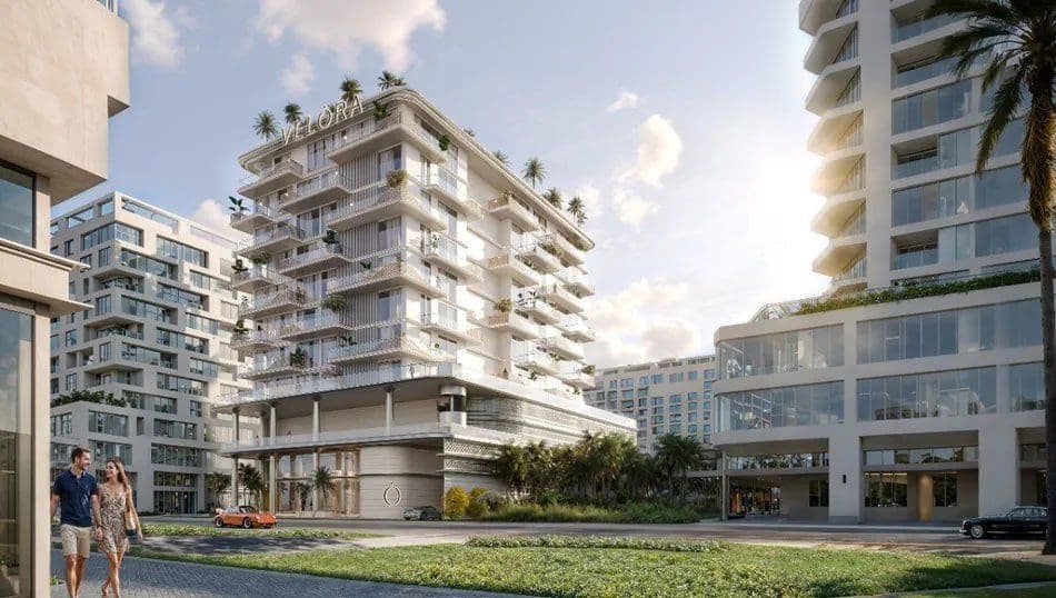 Rendering of Velora Residence, ATARA Development's G+8 building of 58 fully furnished apartments on Island A at Dubai Islands