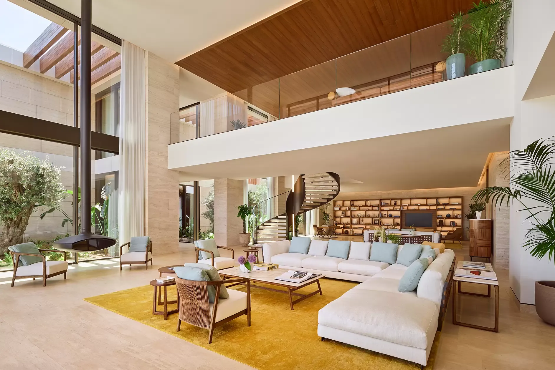 Interior finishes feature locally sourced travertine, honed marble and oiled teak, creating a warm, tactile environment rooted in place. Image: Bulgari Resorts & Mansions
