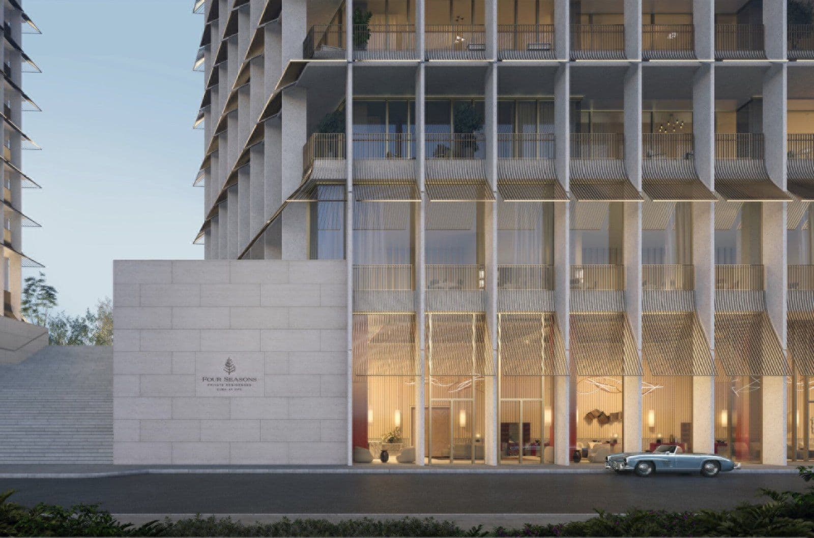 Rendering of the resident-exclusive entrance at Four Seasons Private Residences Dubai at DIFC on Gate Avenue