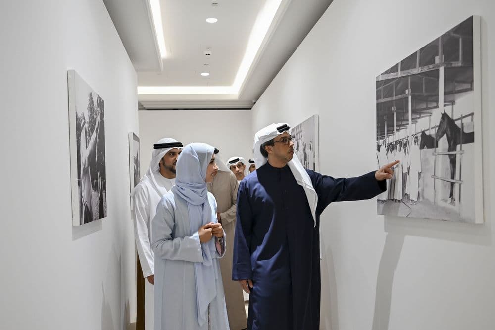 Sheikh Mansour bin Zayed Al Nahyan during the unveiling of the Al Khail Square project at Abu Dhabi Equestrian Club.