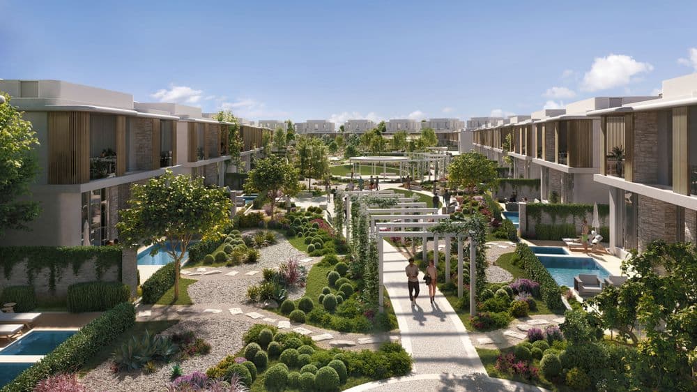 Aerial view of the Maysan development site on Reem Island, where Modon has awarded a USD 272 million construction contract to deliver the Mayar and Thoraya residential districts. Image: WAM