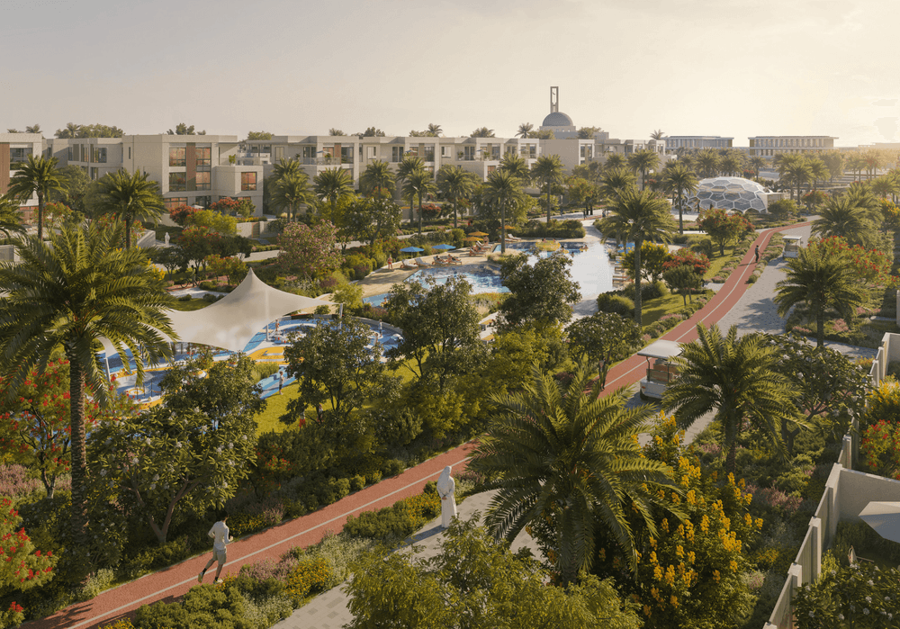 Master plan view of Sharjah Sustainable City II, the new eco-friendly residential community developed by Shurooq and SEE Holding in Al Rahmaniya.
