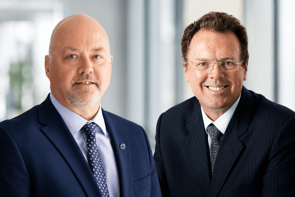  Nick Witty, Group CEO, Cavendish Maxwell (left) and Peter Goddard, CEO, TRI Consulting.