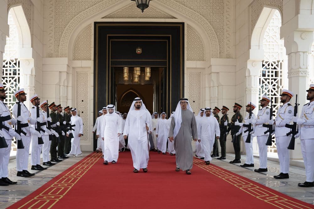 The meeting was attended by His Highness Sheikh Mansour bin Zayed Al Nahyan, Vice President, Deputy Prime Minister, and Chairman of the Presidential Court; His Highness Sheikh Hamdan bin Mohammed bin Rashid Al Maktoum, Crown Prince of Dubai, Deputy Prime 