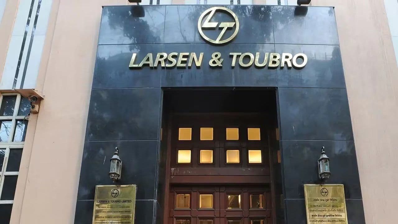 Entrance to L&T House, Larsen & Toubro’s headquarters in Mumbai, after the group won orders for government buildings in New Delhi and office towers in Amaravati