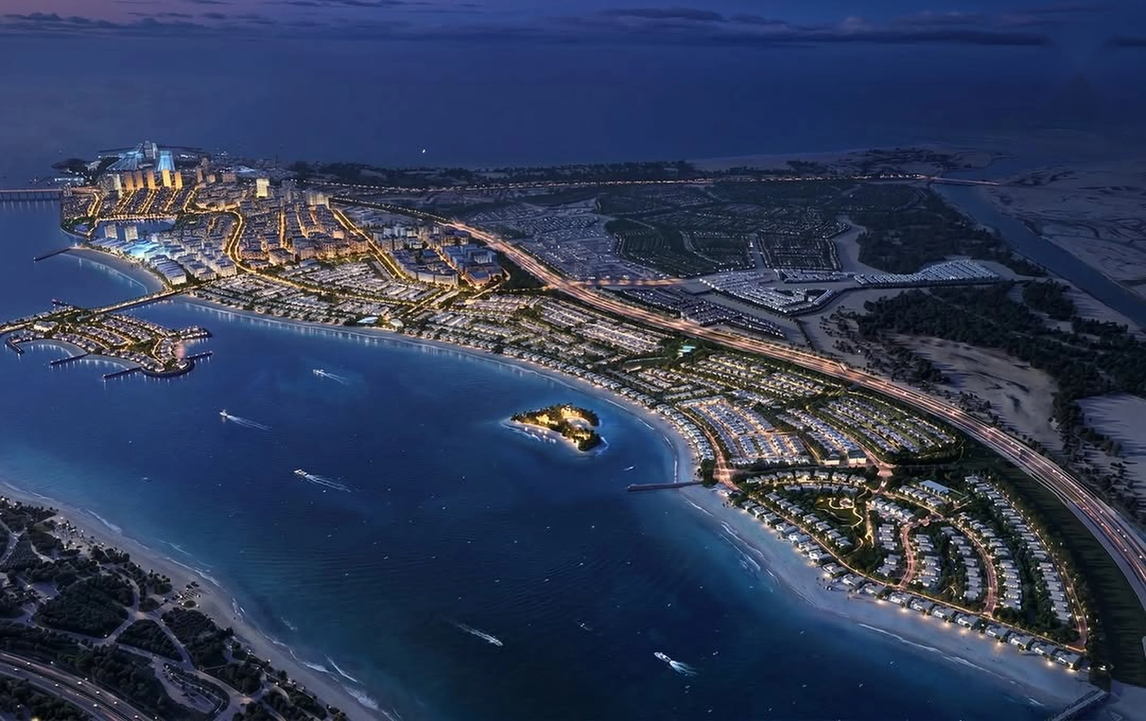 Masterplan rendering of Aldar's Marsa Al Saadiyat waterfront destination on Saadiyat Island, Abu Dhabi.