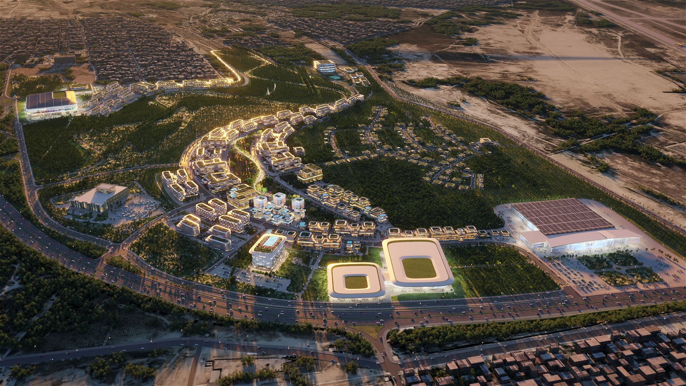 Baku Expo City masterplan will preserve 92% of the site’s 18,000 existing trees. Image: © ZHA