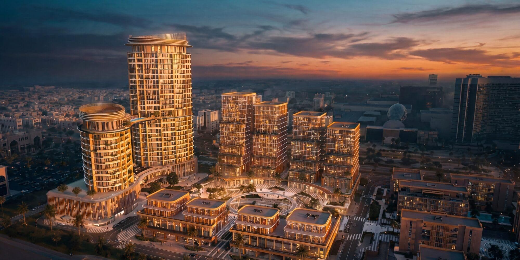 Rendering of OSUS EYE in Riyadh, the mixed-use development that will include OSUS Residences in partnership with Curio Collection by Hilton.