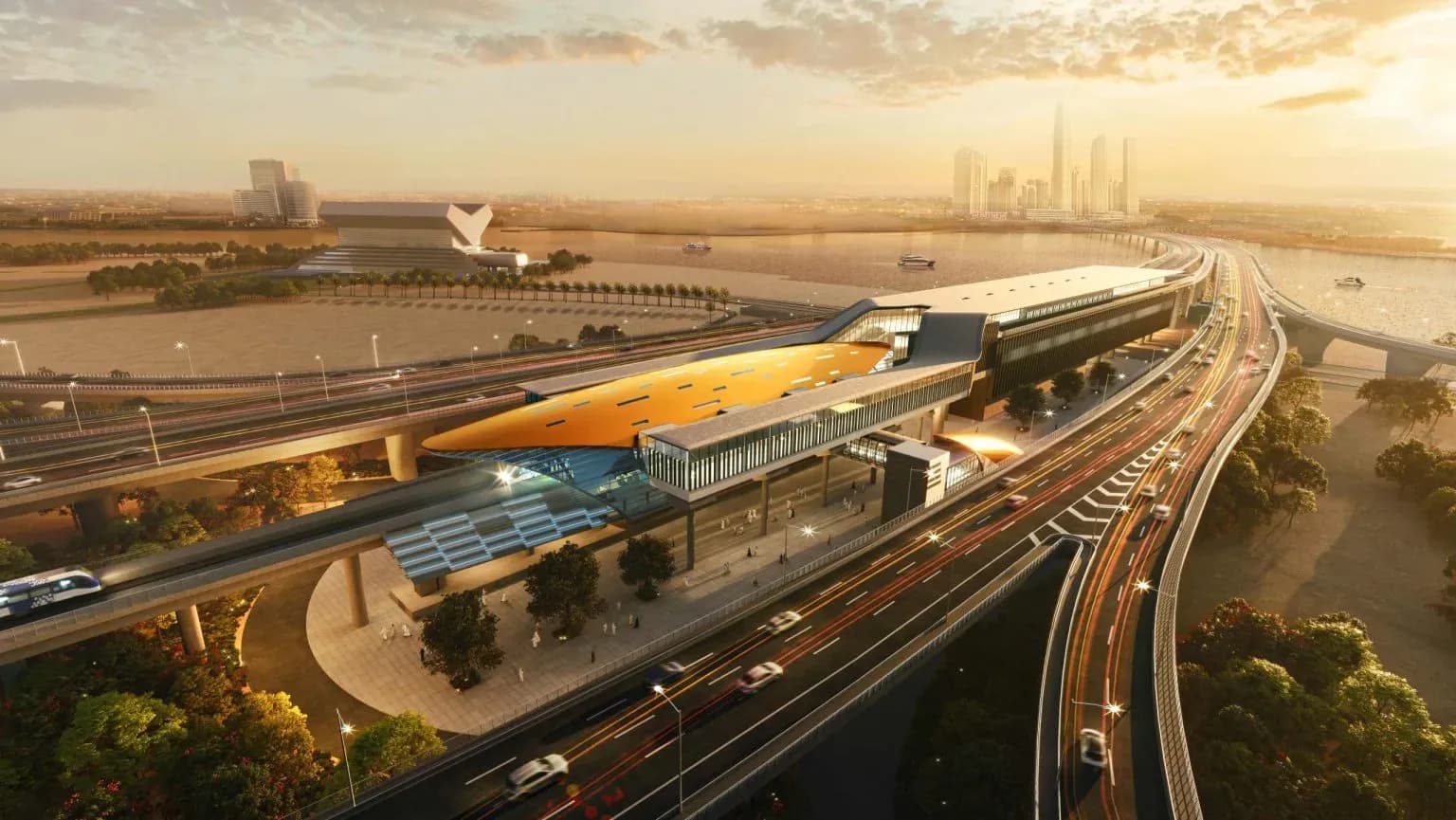 SOM designs 74m-tall metro station redefining Dubai transit.
