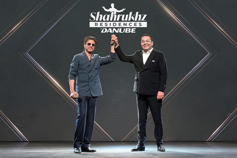 Shah Rukh Khan and Rizwan Sajan at the launch of Shahrukhz Residences by Danube.