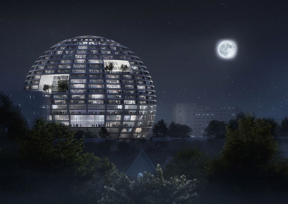 MVRDV unveils The Grand Ballroom, a 330-foot spherical arena in Tirana combining a 6,000-seat venue with homes, a hotel and retail in a landmark mixed-use development.